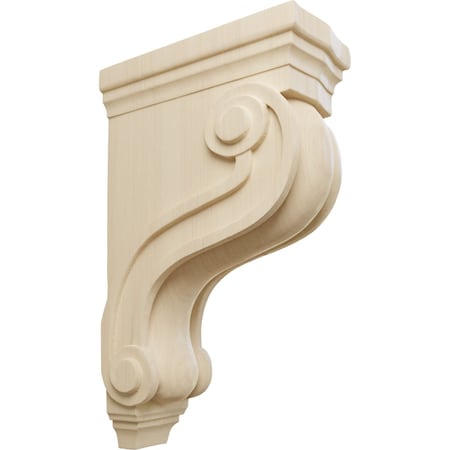 Ekena Millwork 3 7/8"W x 8"D x 13"H Boston Traditional Scroll Corbel, Rubberwood COR03X08X13TSRW